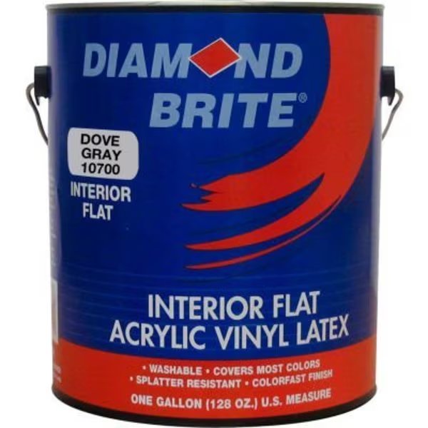 Interior Paint, Flat, Dove Gray, 1 gal, Diamond Brite, Mfr#: 11700-1
